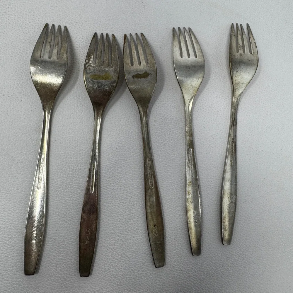 TWA Airline Flatware Lot 11 Oneida Intl Silver Co Forks Spoons Knives Vintage